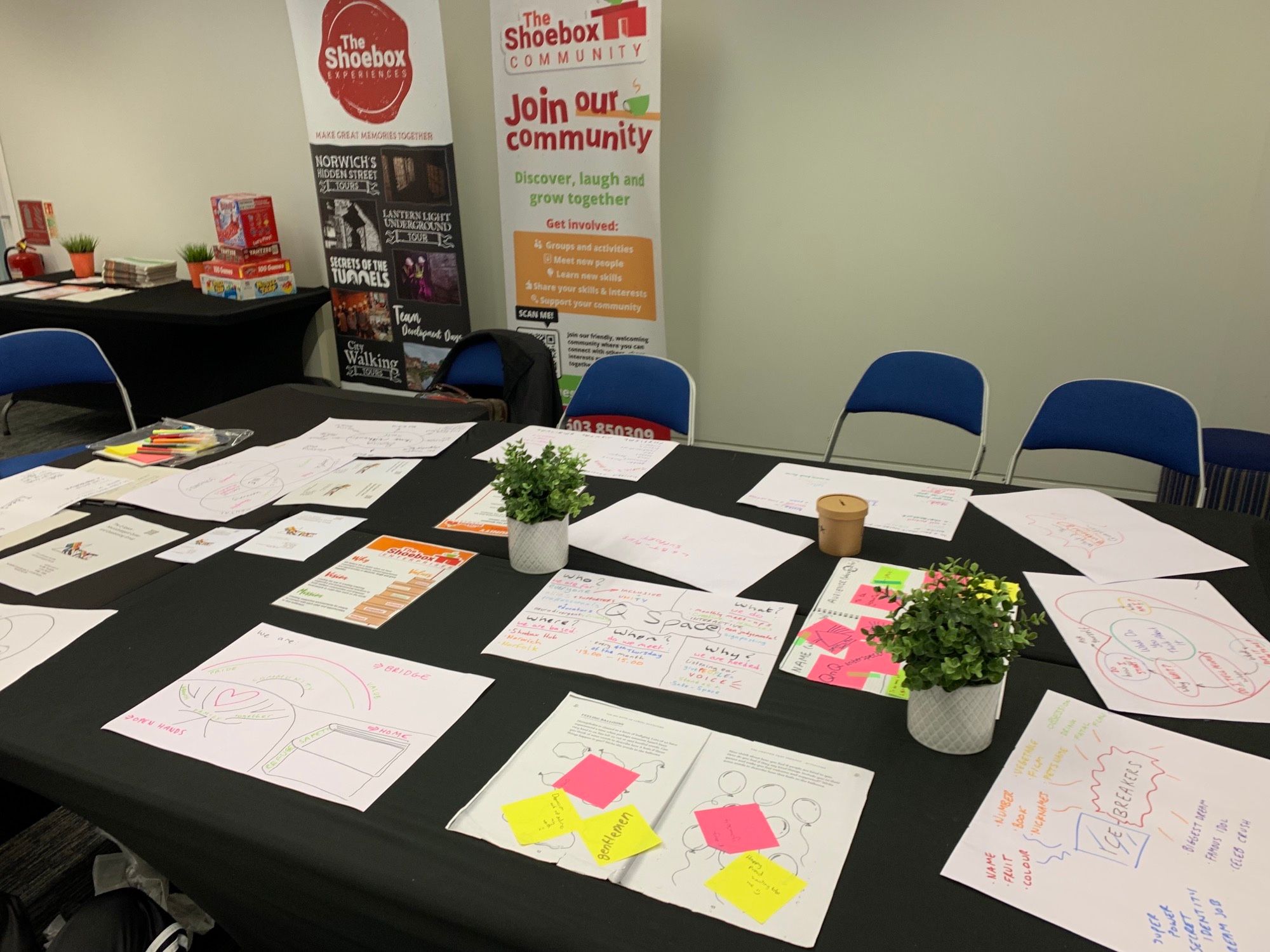 Table containing work from QSpace Norfolk 