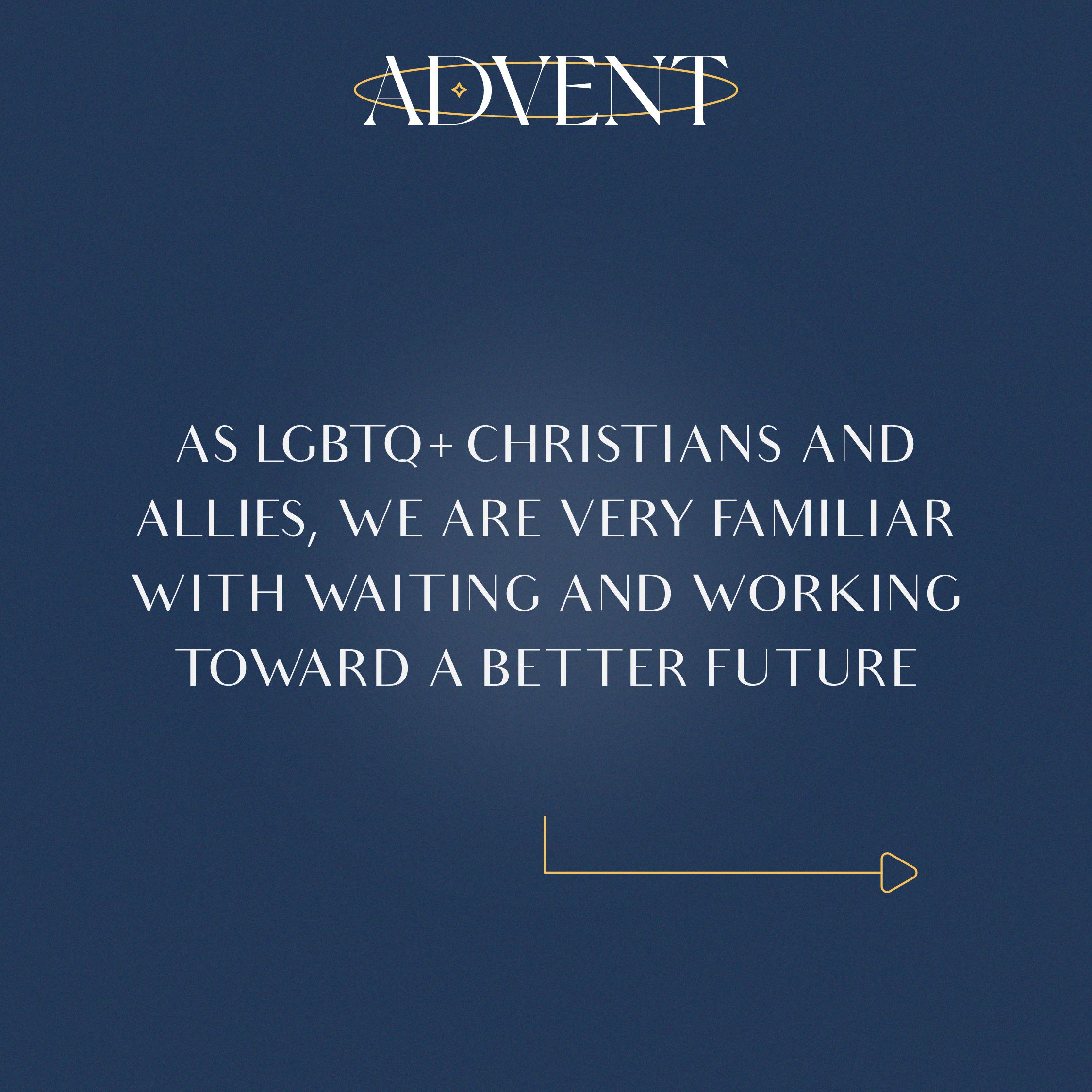 5 dark blue graphics with white text in the theme of advent citing text from our Advent Monday Invocation blog post.