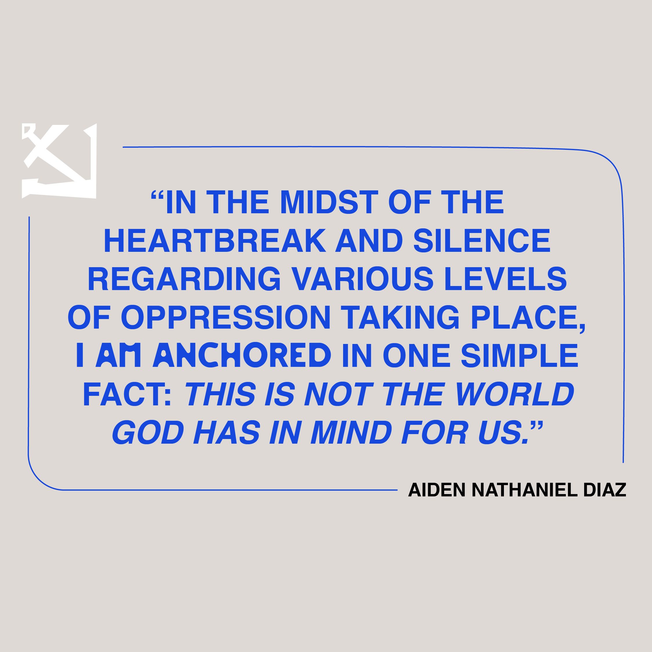 Graphic with a gray background, and blue text on top with a quote from the Monday Invocation blog post.